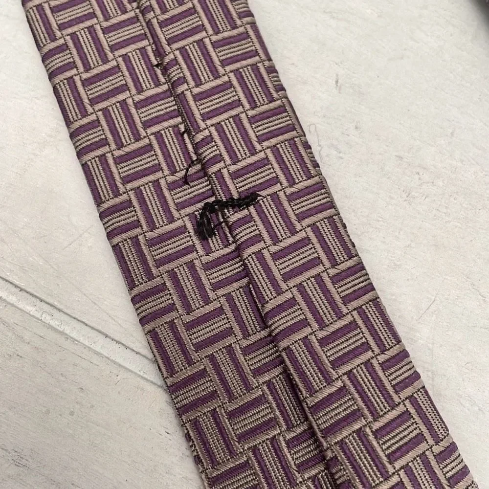 Brooks Brothers Ties For Mens Wide Violet Gray Geometric‎ Wide Golden Fleece USA